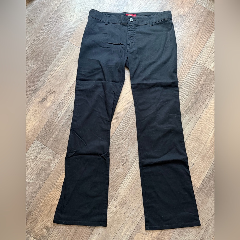 Dickies Women’s Black Boot Cut Pants. Size 13 with inseam 32.